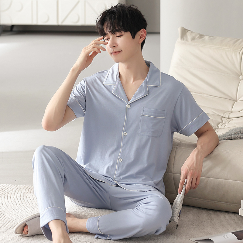 Pijamas de los hombres verano modal algodón pantalones manga corta más tamaño pijama cardigan Delgado desgaste del hogar traje casual