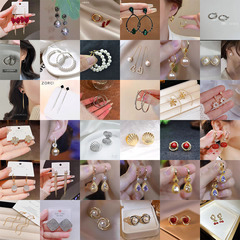 個性設計感耳扣小眾水滴耳飾精緻時尚百搭香檳金色鋯石榴蓮耳環女