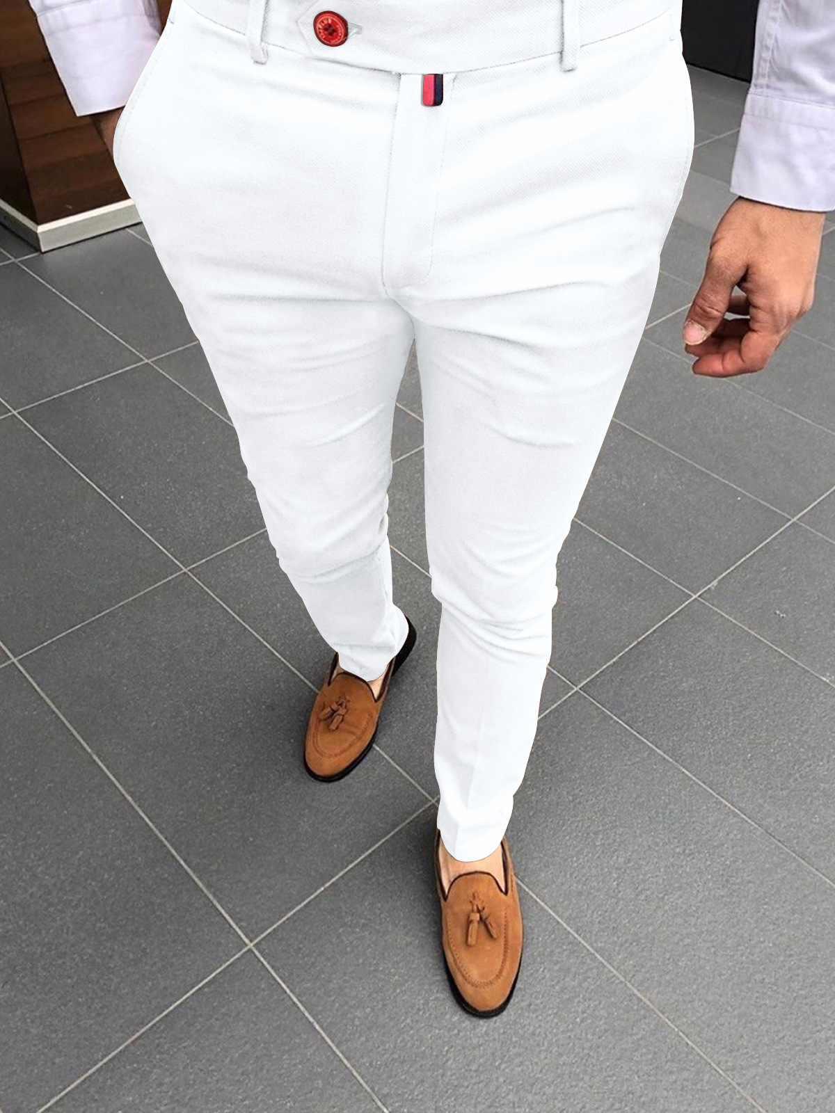 Pantaloni da uomo lunghi dritti stile vintage nuovi e sottili Pantaloni da jogging a matita tinta unita da uomo Pantaloni casual da lavoro_voghion.com