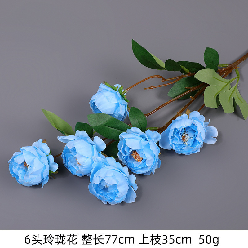 蓝色仿真花高级感逼真假花仿真玫瑰花婚庆婚礼装饰插花花束热销批|undefined