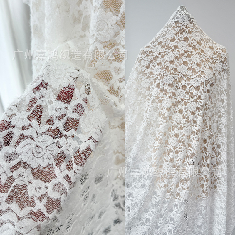 2026 nuevos productos de plumas francesas flores elásticas elegantes falda de encaje fabricantes de tela en stock