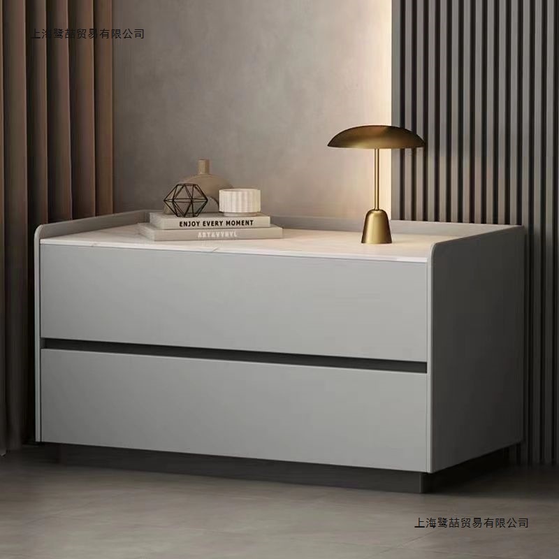 Bedroom Light Luxury Style Solid Wood High-End Bedside Table Storage Minimalist Extended Bedside Table New Italian Style Storage Cabinet