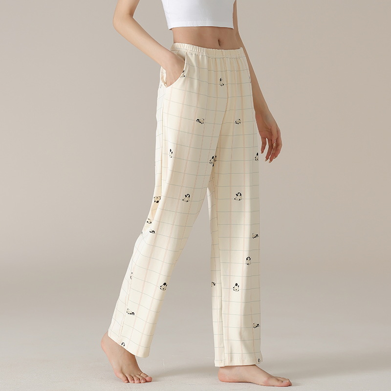 Pantalones de pijama de mujer primavera y otoño pantalones largos de algodón casuales sueltos de moda se pueden usar pantalones caseros de algodón de verano