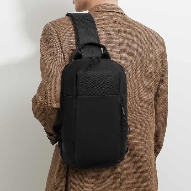 New fashionable and trendy men's crossbody bag simple and multifunctional motorcycle chest bag, large capacity outdoor travel single shoulder backpack_voghion.com