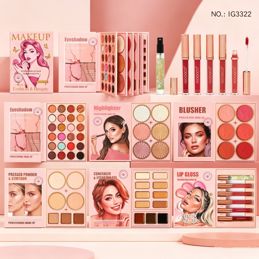 6-Page Book-Style Eyeshadow Palette with 60 Colors, Including Pearlescent, Matte, Highlighter, Blush, Contour, Concealer, Lip Gloss, and Perfume, Multifunctional Makeup Palette