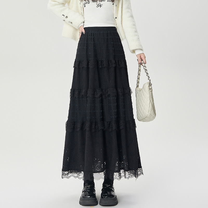 甘いバレエ風半身スカート女装秋冬ケーキスカート仙女スカートレース半スカート小柄a字スカートロングスカート