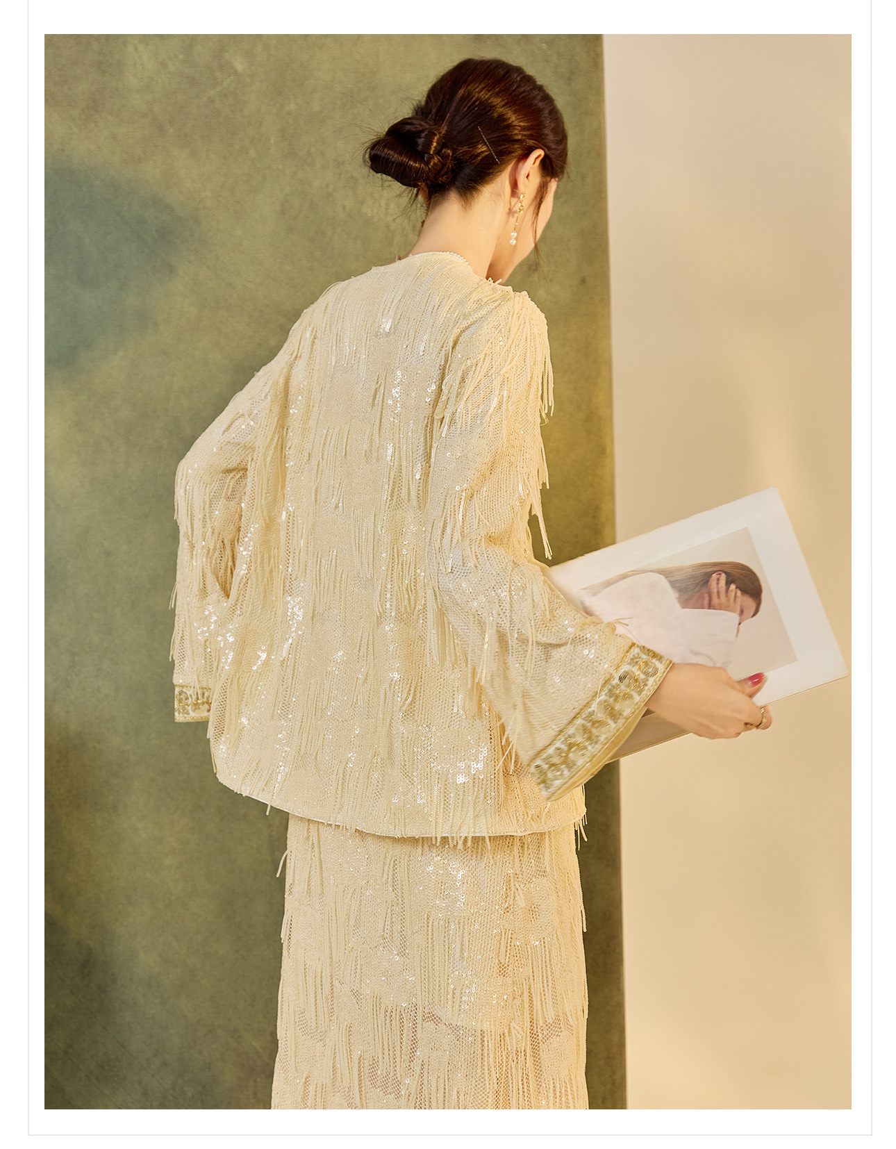 Áo khoác cardigan nữ cổ chữ V thêu tua rua — mơ chi tiết 15
