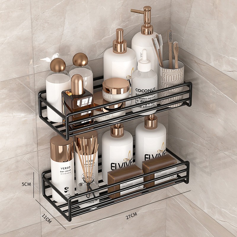 Baño sin perforación Estante de baño triangular Pegamento superpotente Estante de almacenamiento de esquina de lavado de manos Estante de esquina de cocina montado en la pared