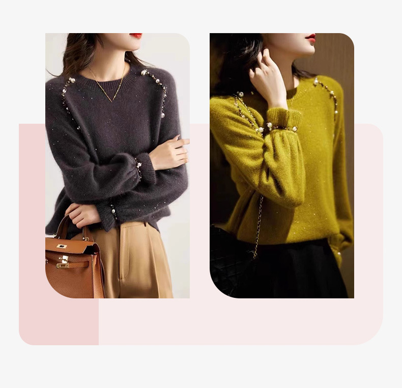 GraceChic GraceChic GraceChic Damenmode-Station 25 Neue europäische Waren Trendy Design Perlenbesetztes Strickoberteil Pullover Basishemd für Damen Herbst_voghion.com