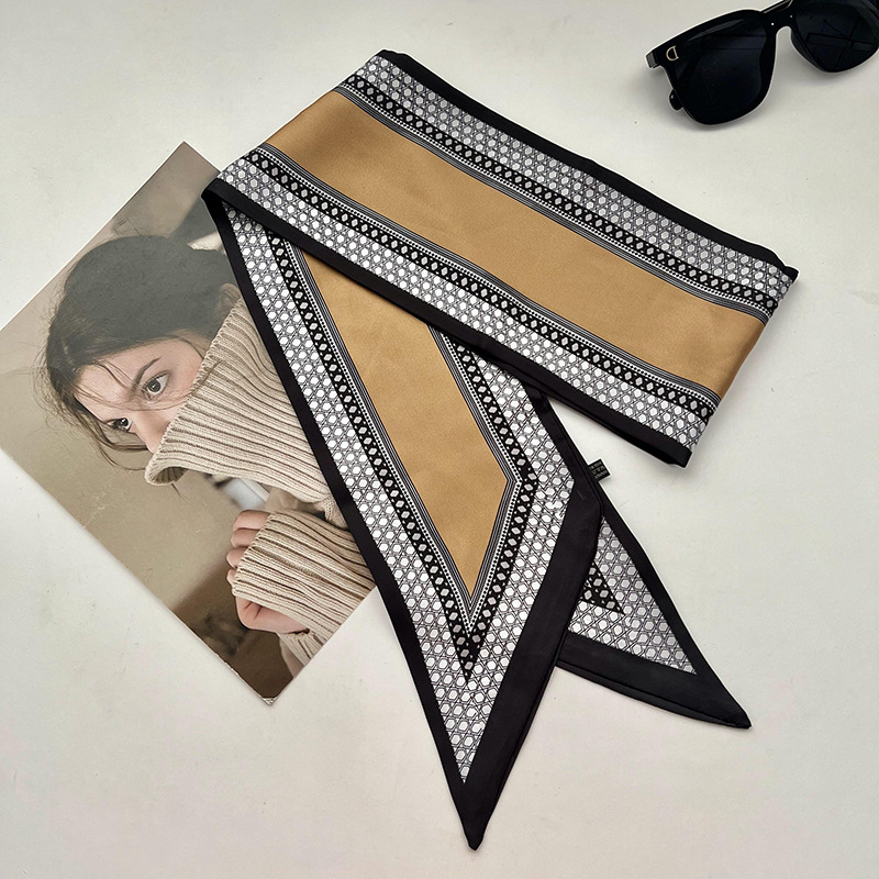 Bufandas de seda de ángulo oblicuo 2025 nuevo bufandas de diamante retrógrado decoración multifuncional de ángulo agudo moda bufandas largas correa de pelo