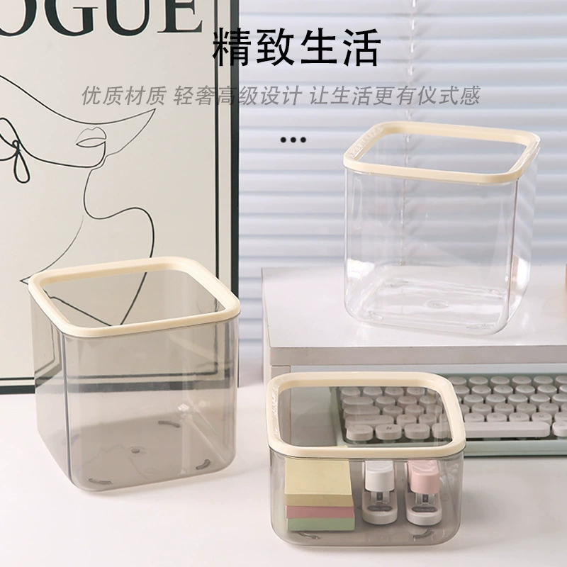 Многофункциональный стол без крышки, простой квадратный контейнер для хранения, большой вместительный ящик для хранения, прозрачный мини-настольный мусорный бак