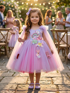雅林达丝 Small princess costume, sticker, summer skirt, thin dress, tulle