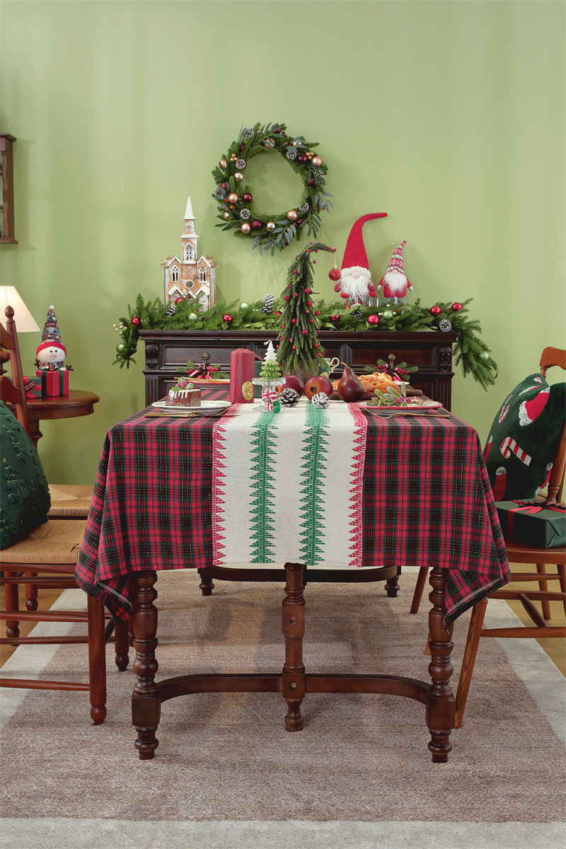 Runner a quadri patchwork per il commercio estero transfrontaliero, tovaglia da caffè con decorazioni natalizie, copritavolo da pranzo,_voghion.com