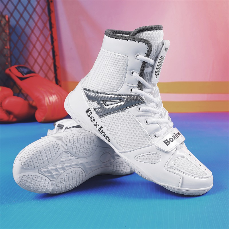 Manufacturer's New Wrestling Sanda Shoes Gym Training Actual Combat Competition Non-Slip Men's High-Top Boxing Shoes in Stock
