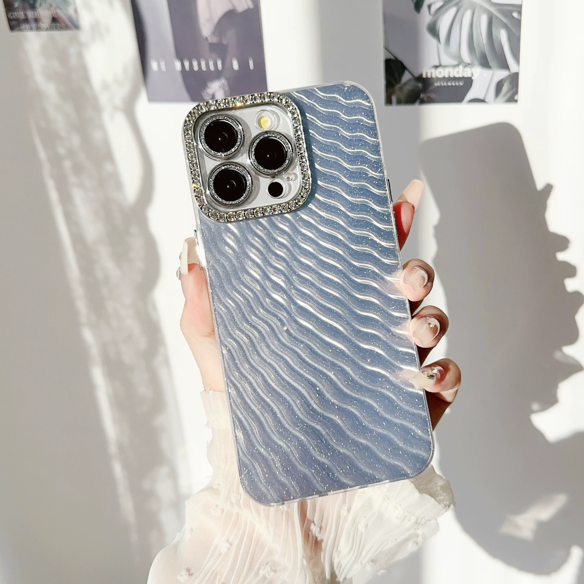 Совместимый чехол для iPhone 15, iPhone15 Pro, телефонный чехол, защитный чехол, линза, волновой рисунок, iphone, защита от падения