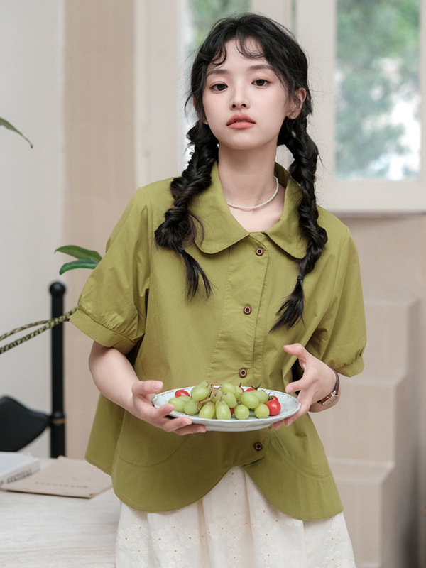 日系磨毛宽松显瘦设计感衬衫上衣女2025早秋款Polo领长袖开衫衬衣|undefined