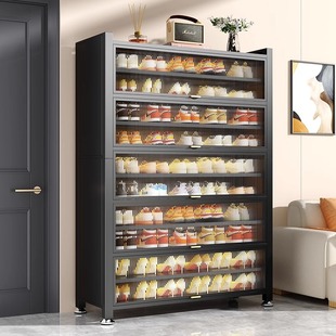 Shoe Cabinet Steel Household Doorway Integrated Multi-Layer Dust-Proof Shoe Rack Entrance Large-Capacity Storage Cabinet Metal Storage Shelf