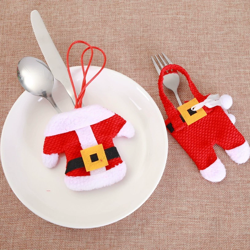 Фабричная оптовая Christmas настольная декоративная рождественская набор ножей вилок набор рождественской посуды маленькая одежда