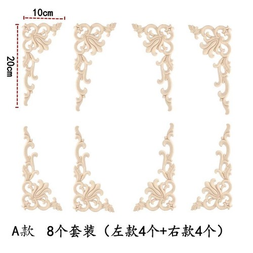 Combined solid wood corner flower wood carved flower piece furniture applique diagonal corner flower decorative accessories wholesale and retail factory direct sales