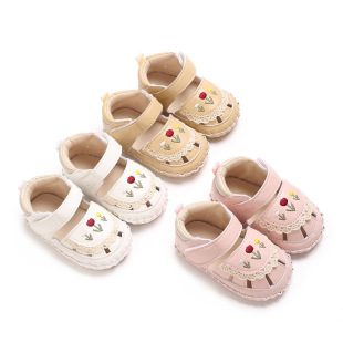 Spring and Autum Baby Girl's Small Leather Shoes 0 to 1 Year Old Princess Flats Baby Cute Non-Slip Soft Sole Toddler Shoes