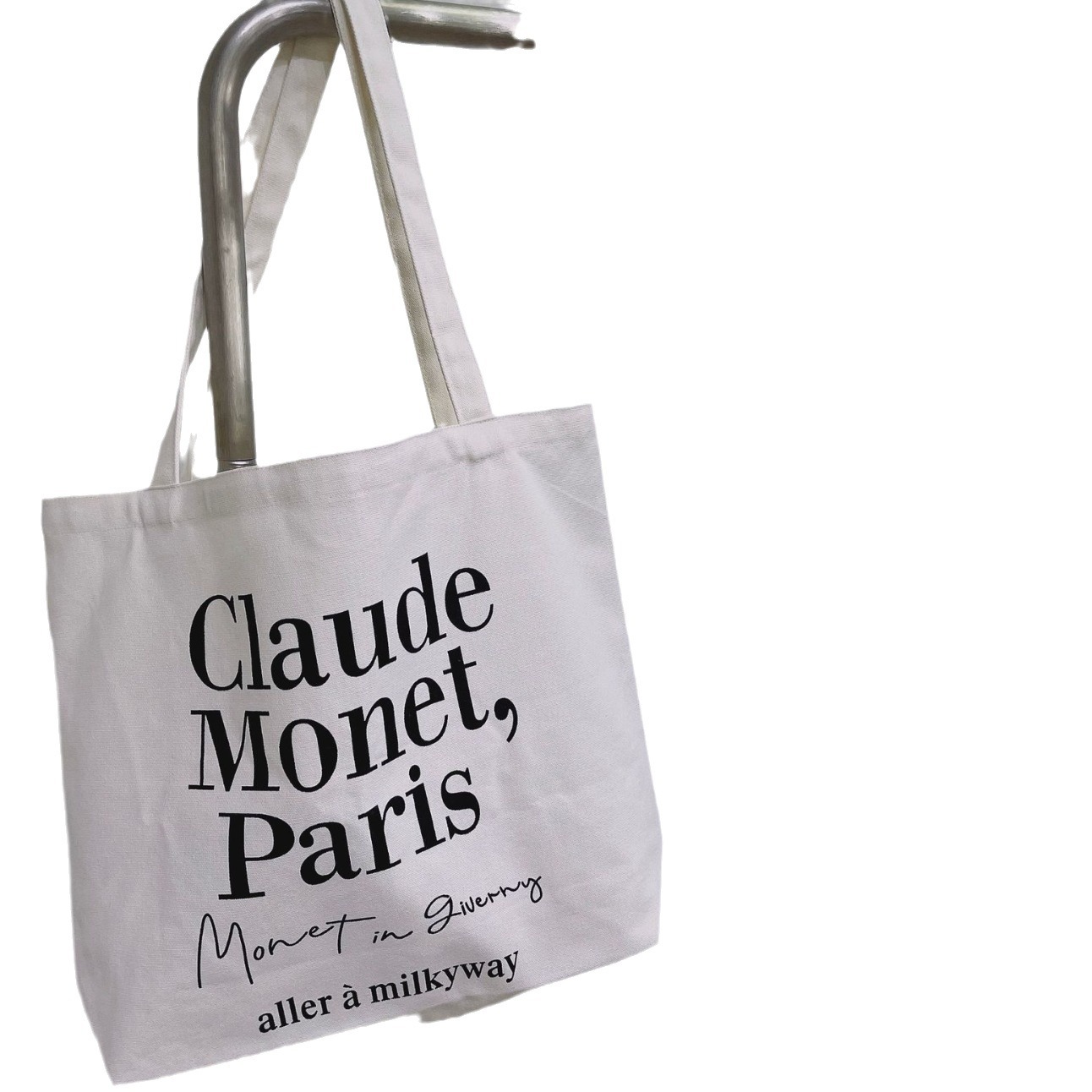 Korean Minimalist Letter Print French Canvas Influencer Style, Korean-style Casual Shoulder Shopping Bag, Claude_voghion.com
