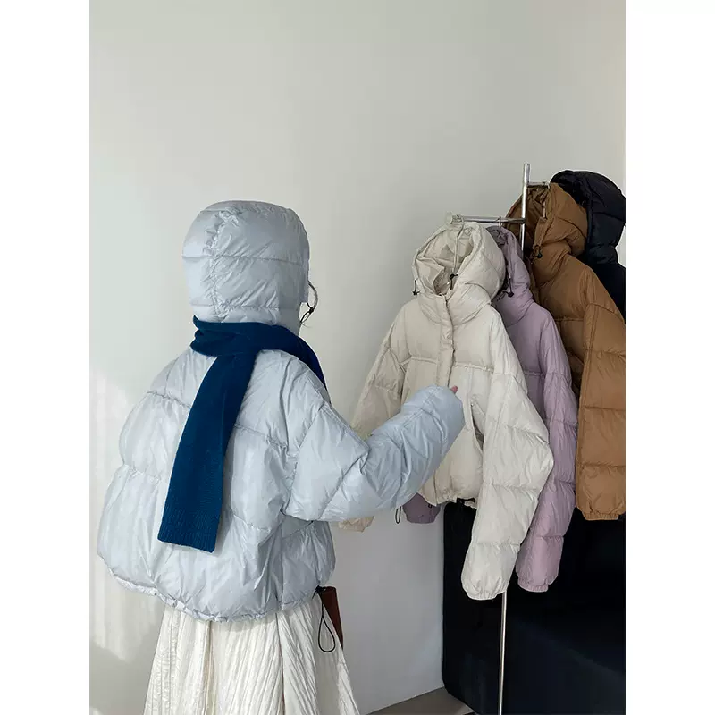 那末 焦糖贝果包 韩系连帽纯色羽绒服女白鸭绒加厚保暖外套 6007