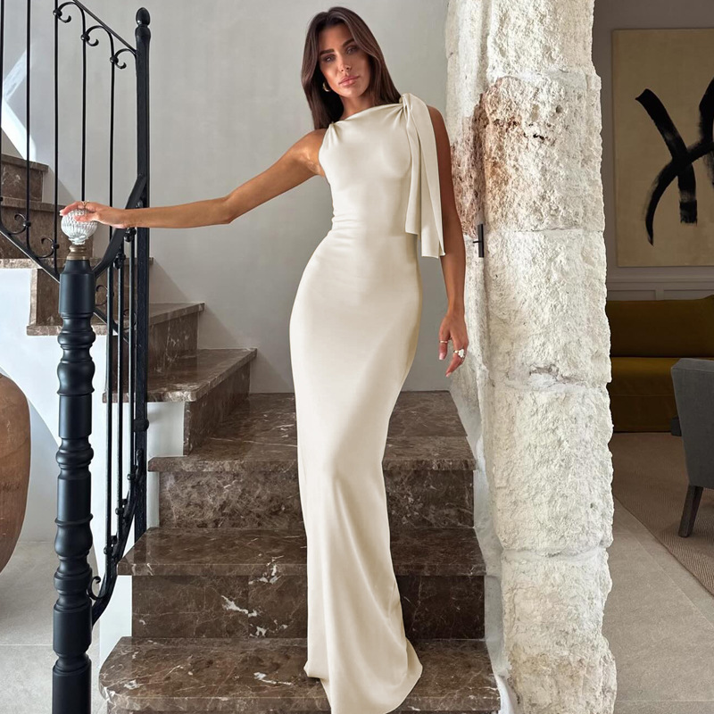 summer fashionable elegant solid color dress