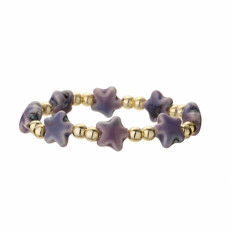 Creativo nuevo color estrella pulsera de cuentas de cerámica niña novia regalo pequeño cuentas de cobre pulsera con cuentas punto de fábrica
