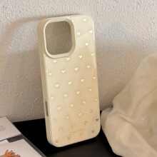 鎏金ins小爱心苹果16手机壳适用iPhone17pro max小众15玻璃13硬12