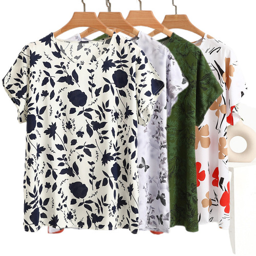 Cotton Satin Sleeveless T-Shirt for Women, Mother's Outfit, Middle-Aged and Elderly, Summer Thin Version, Artificial Cotton, Plus Size Floral Hooded Top