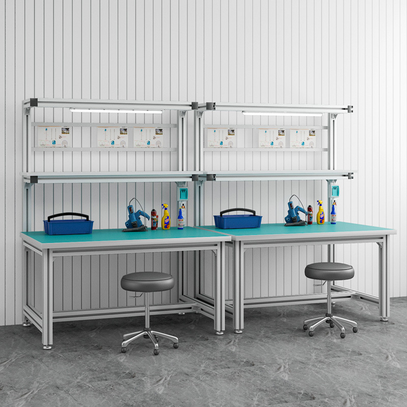 防静电工作台工厂车间流水线铝合金检验维修装配操作台打包台桌子