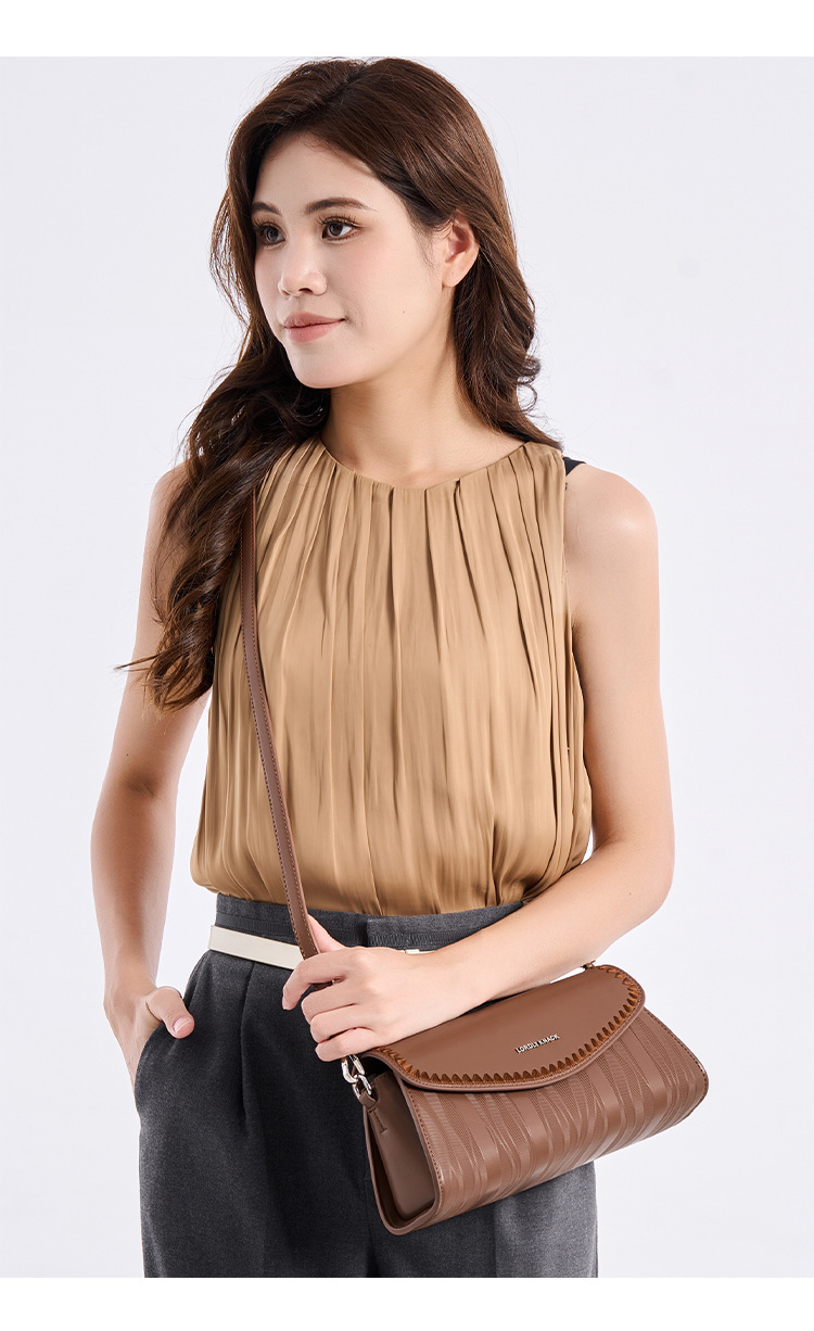 Túi đeo chéo nữ phong cách retro baguette, kiểu dáng nhỏ gọn đeo vai đơn — đen, trắng, màu nâu, màu sáng chi tiết 12