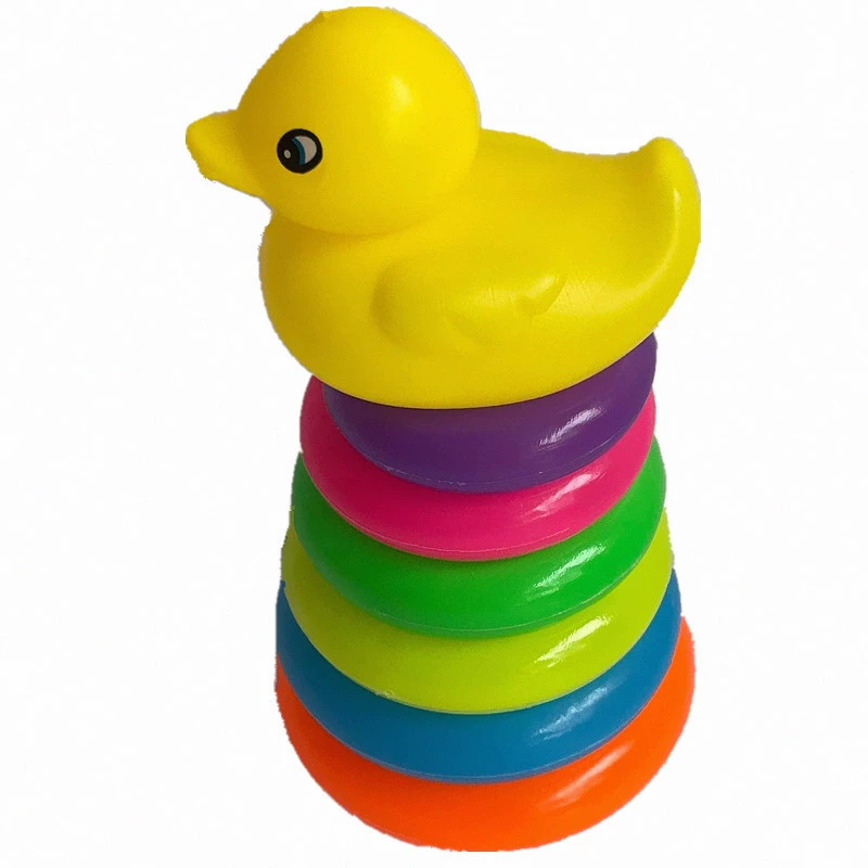 B.Duck, яркая Дженга, радужные кольца, мультяшная интерактивная башня, игрушка, для детей и родителей