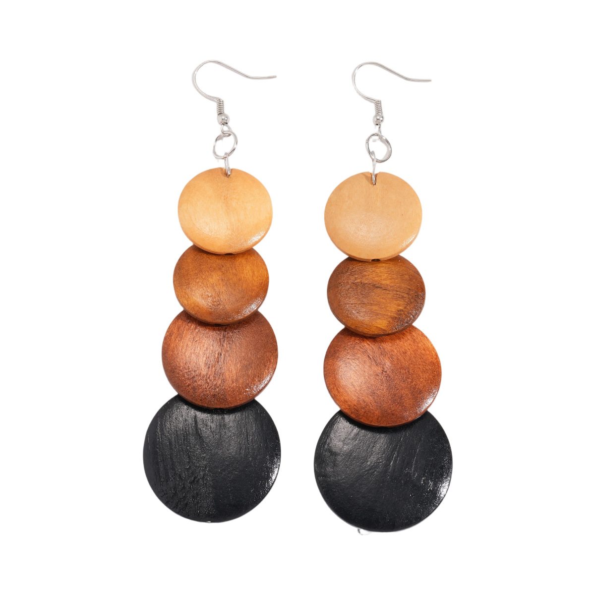 Europa y los Estados Unidos retro cuentas de madera transfronterizas cuentas geométricas ganchos de orejas redondas bohemias personalidad nicho de alta calidad pendientes para mujeres