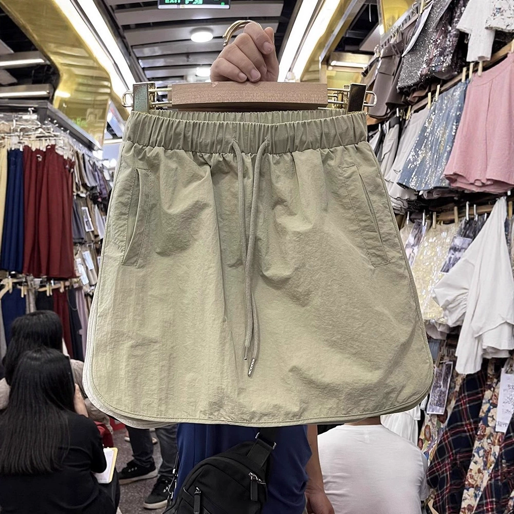 Универсальная юбка-парашют с высокой талией для женщин больших размеров, слегка полных, 1.0-150kg г., спортивная повседневная юбка трапециевидной формы для женщин, защита от воздействия