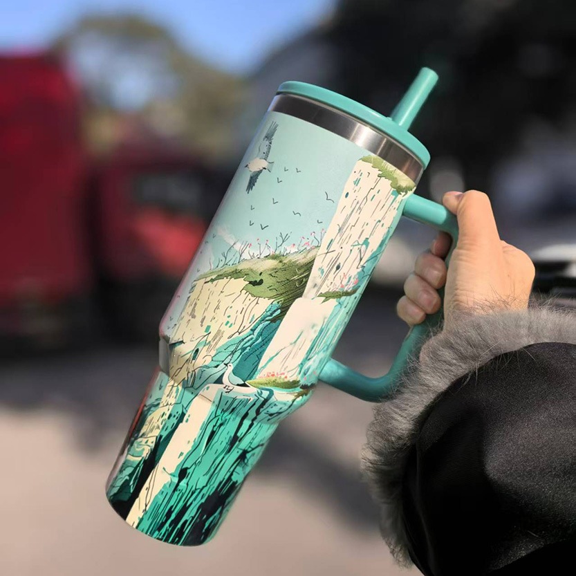 Transfronterizos para la segunda generación de 40 mangos de taza de automóvil de acero inoxidable de gran capacidad de vacío aislante de paja de taza de hielo de automóvil