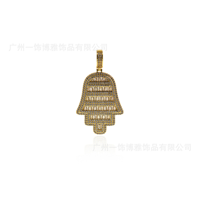 18K copper plated real gold micro inlaid zircon Hamsa pendant DIY handmade jewelry bracelet necklace accessories European and American hot selling
