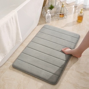Cross-Border Striped Quilted Coral Velvet Floor Mat Manufacturer Wholesale Bathroom Non-Slip Floor Mats Temu Amazon Spot Delivery
