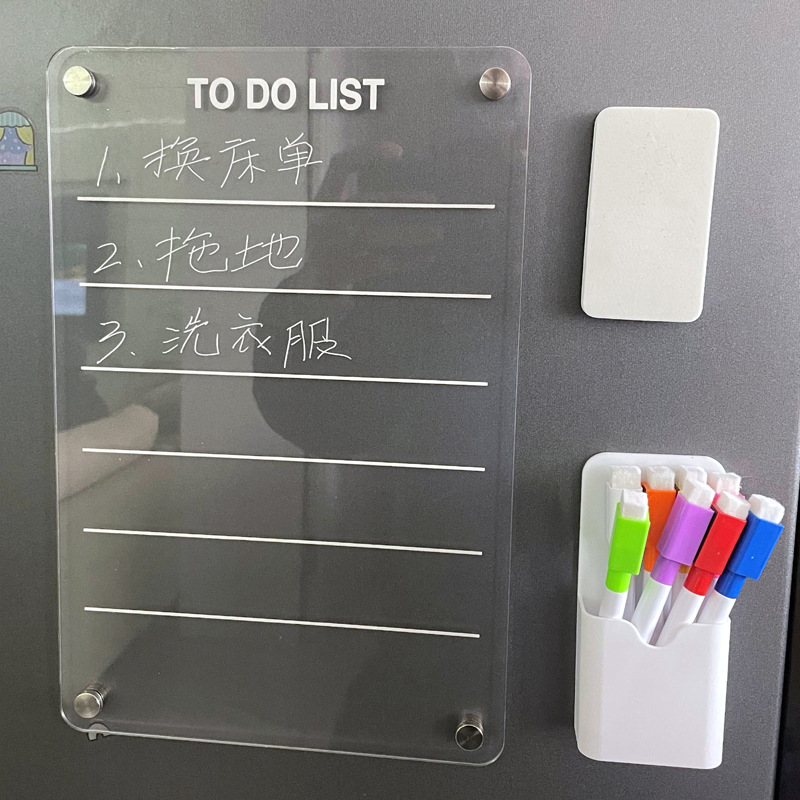 Tablero de exhibición de pegatinas de nevera Tablero de mensajes de pegatinas magnéticas Acrílico transparente puerta de hierro puerta de hierro