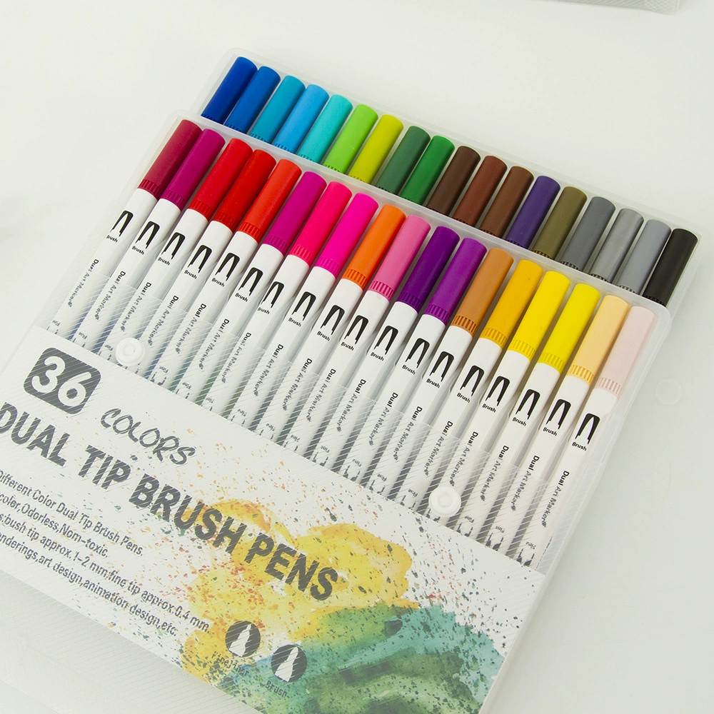 Трансграничная Акварельная ручка костюм с мягкой головкой кисть на водной основе детская моющаяся кисть для комиксов с двойной головкой 12 цветов Ручка для граффити оптом