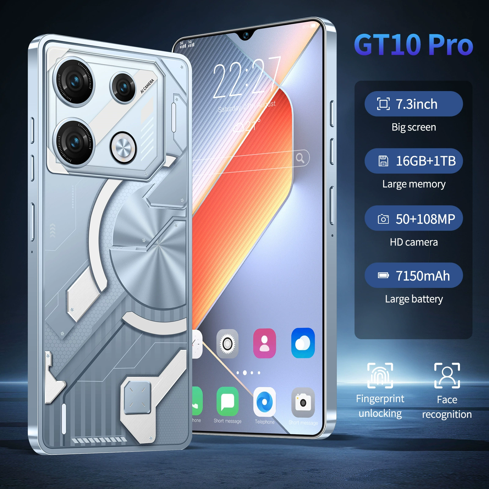 Взрывной кросс-бордерный внешний торговый мобильный телефон GT10 ProOversized большего экрана HD 16+1T память источник фабрика оптовая торговля Шэньчжэнь