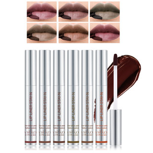 6-Color Peel-Off Lip Liner to Outline Lip Shape and Show Lip Color, Waterproof and Non-Smudged Peel-Off Lip Liner Lip Brush Cross-Border