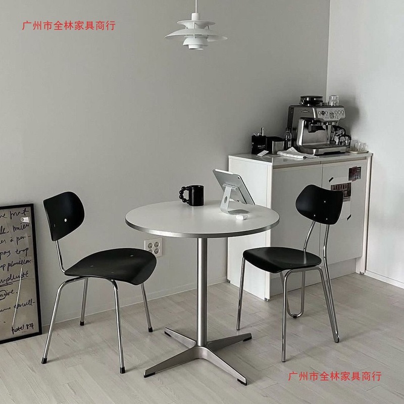 輸出シルバーエッジダイニングテーブルモダンシンプル韓国ラウンド小さなアパートカフェレストラン中古オフィステーブル|undefined