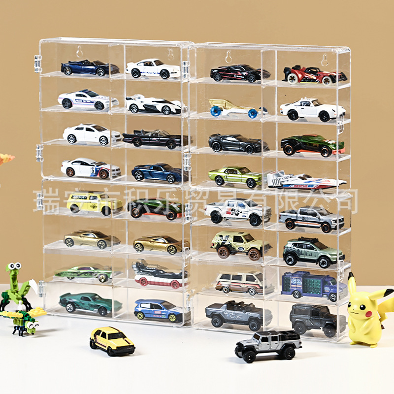 Hot Wheels Storage Box Punch-Free Sticky Wall Car Model 1:64 Children's Toys More Beautiful Transparent Display Stand