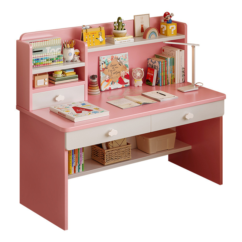 Mesa de escritorio de madera para niños, estante de escritorio, mesa de estudio, mesa de escritorio para estudiantes de primaria, dormitorio familiar, mesa y silla para niñas