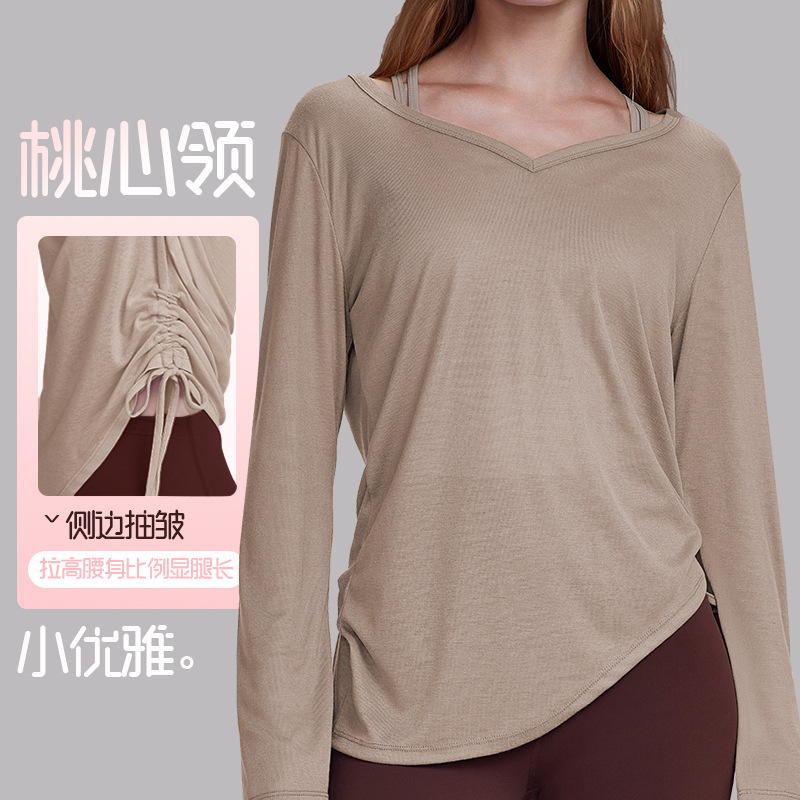 European and American Thin Yoga Clothes for Women, Fashionable and Versatile Sports Long-Sleeved Blouses, Loose, Casual, Flesh-Covering, Slimming Look Fitness Tops