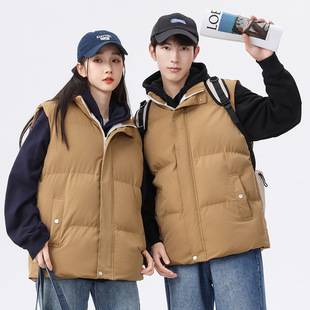Stand Collar Cotton Vest Unisex Autumn and Winter Lamb Wool Lining Warm Trendy Couple Versatile Vest Jacket