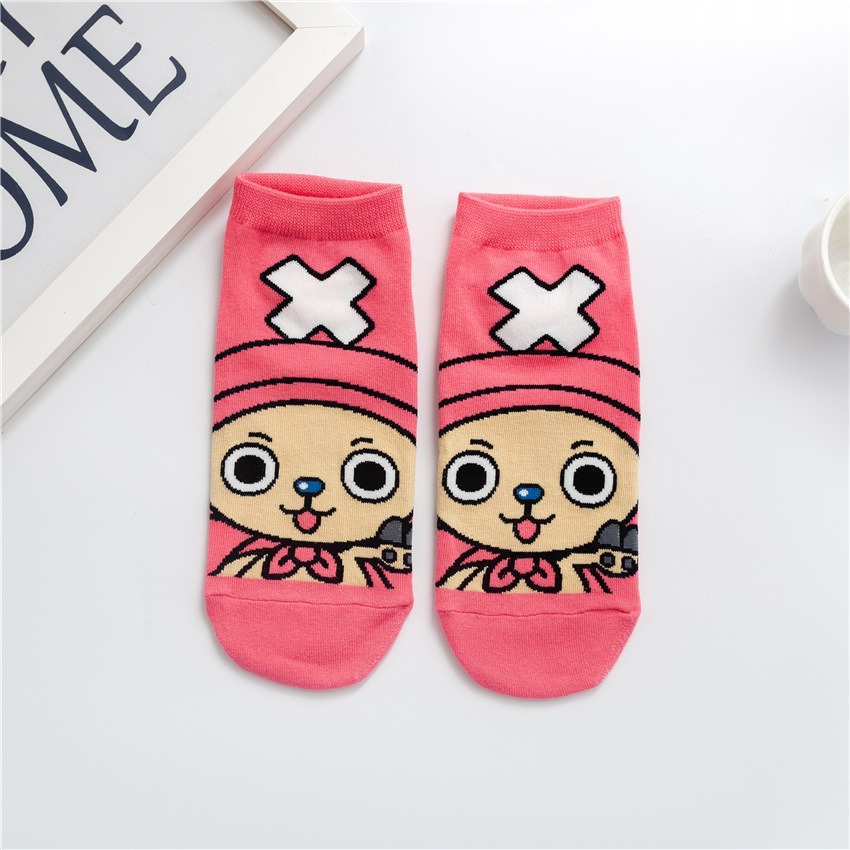 Calcetines para mujeres primavera y verano nuevas series One Piece calcetines lindas calcetines de dibujos animados superficiales, calcetines de algodón bajas