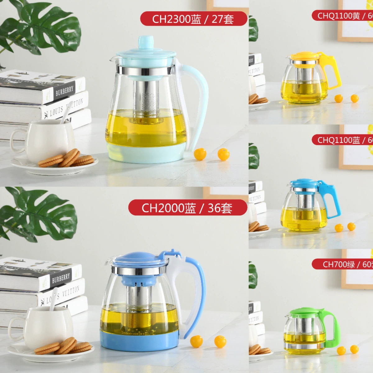 Capacious glass teapot, filter, flavored tea, tea set
