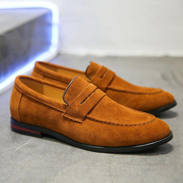 Seasonal new Korean version trendy lazy shoes, matte leather men's casual leather shoes